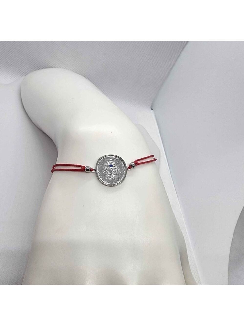 Sterling Silver 925 Hamsa Design With Red String Bracelet